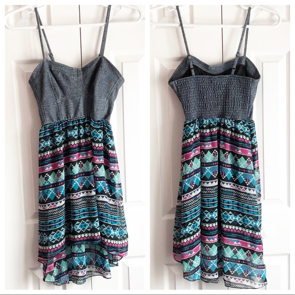 NWT Zumiez Empyre Cherie Blue Chambray Print High Low Dress Medium